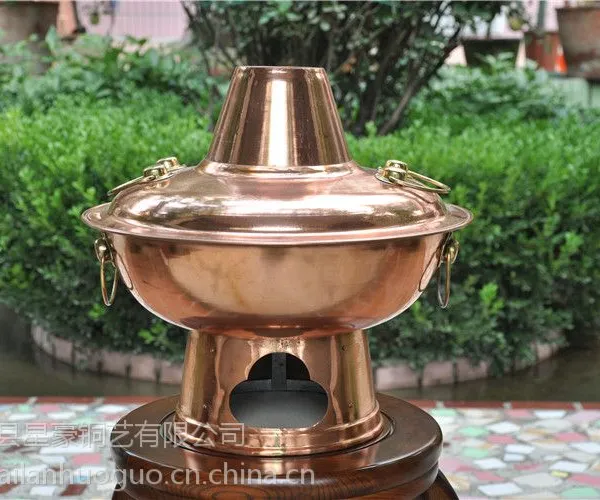 供应贵言诚 直径30cm 铜炭火锅 纯铜火锅 加厚木炭老式火锅 手工制作