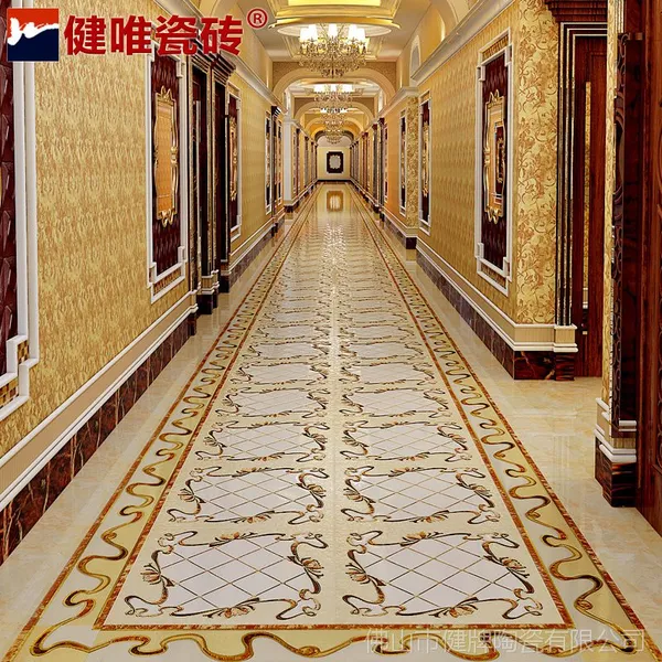 健唯 过道无限拼图瓷砖 客厅水刀拼花抛晶砖