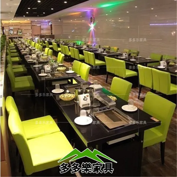 深圳西乡无烟木炭烧烤桌 垂直式排烟烧烤餐店 韩式自助烤肉餐桌