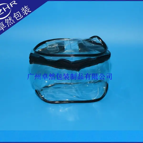 热压手提包骨拉链透明pvc防水礼品塑料包装袋出口6cpvc标准可印刷