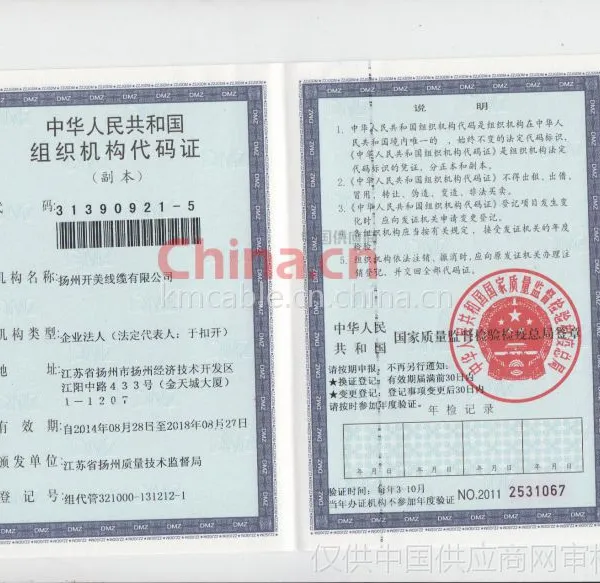组织机构代码证影印件