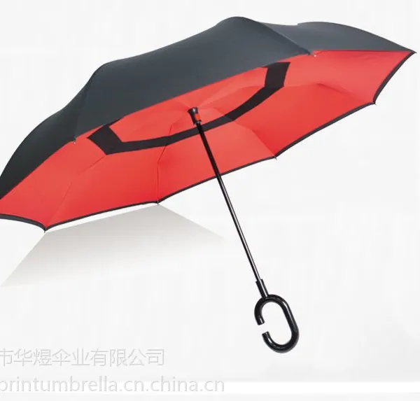 深圳华煜厂家批发 创意汽车反向直杆伞定制logo 爆款