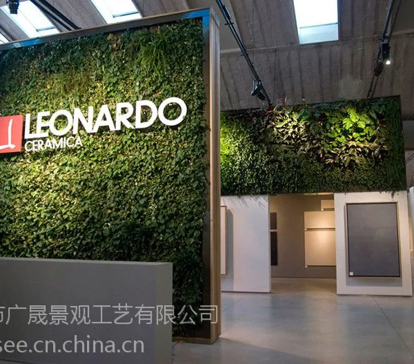 广晟景观工艺供应仿真植物墙办公室商场入口房地产迎宾道PE人造花墙美化装饰 摆饰