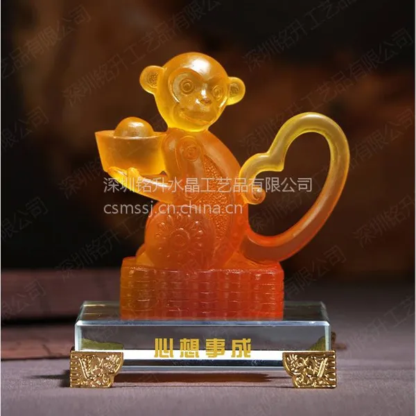 新款猴年水晶礼品 新品猴年上市推广礼品定做 新款猴年广告促销礼品定制