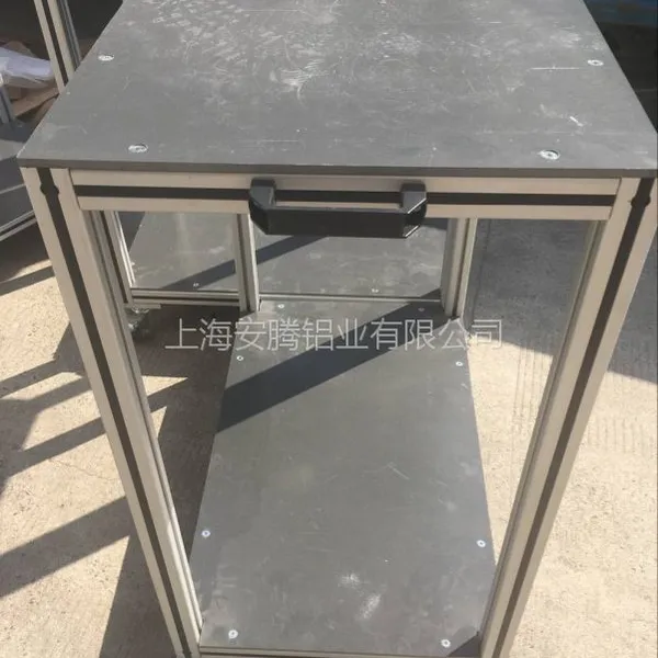江浙沪 AT-8-4040C 铝型材加工定做小推车,物料架铝型材框架工作台工作桌流水线