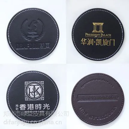 供应帝梵 定制杯垫 皮革隔热垫 黑色咖啡色定制logo