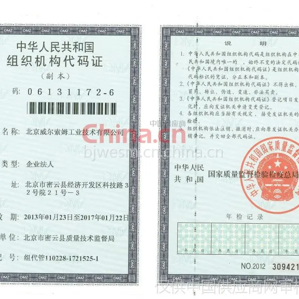 组织机构代码证影印件