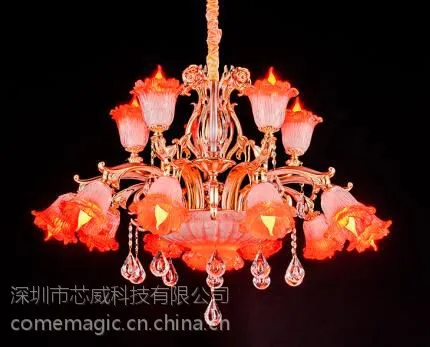 麦极客智能花灯 LED智能水晶灯 手机控制调光灯 客厅灯 遥控灯 装饰灯 别墅灯 复式楼吊灯