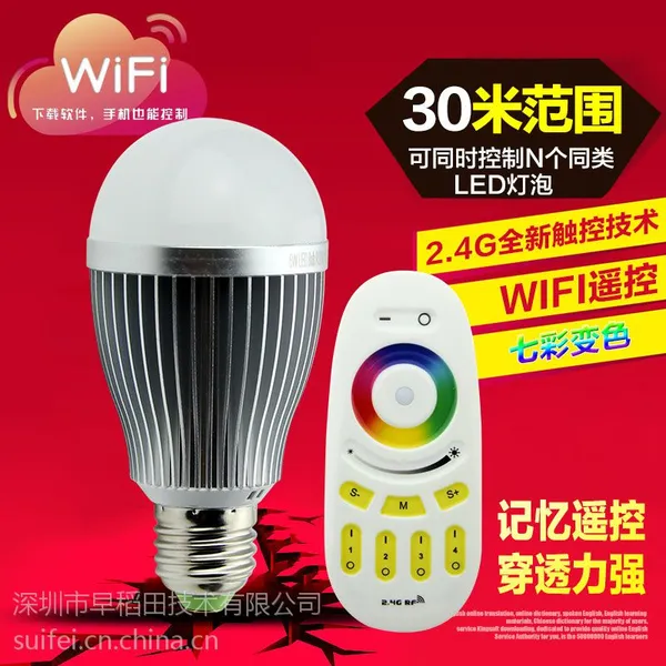 9W��������WIFI 2.4G �������������߲�ѭ��ң�ص��ֻ�APPԶ�̿���LED���ܵ���
