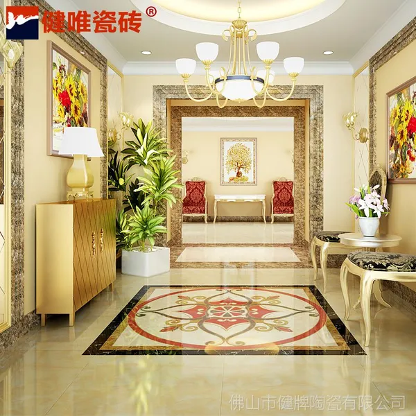 健唯 客厅镀金 抛晶砖 拼花 地垫拼图 地毯砖玄关