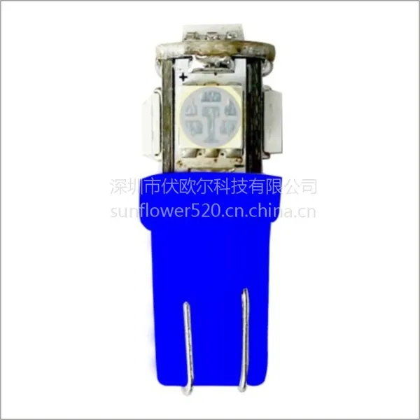 厂家直销伏欧尔5050SMD 蓝光T10-5灯LED汽车示宽/阅读/仪表灯