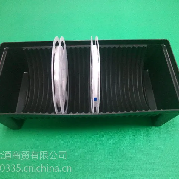 芜湖防静电SMT料盘贴片盒存放 PCB周转盒架车托盘 塑料元件盒周转箱黑色导电方盘圆弧条形支架