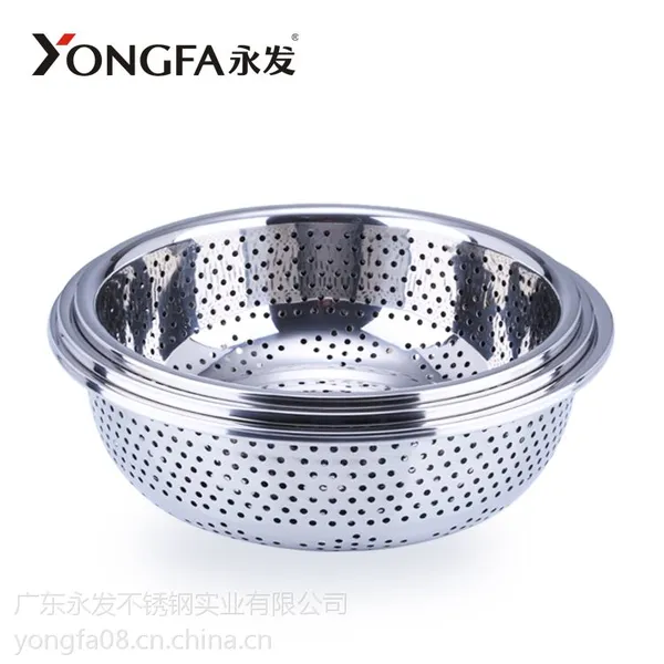 永发不锈钢淘米盆_不锈钢米筛三件套装_1.3厘冲孔米筛-永发不锈钢