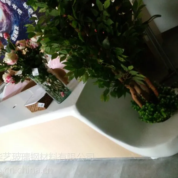 玻璃钢接待收银台,玻璃钢水吧台造型,吧台树池,玻璃钢台面带景观树池,河南玻璃钢水吧台