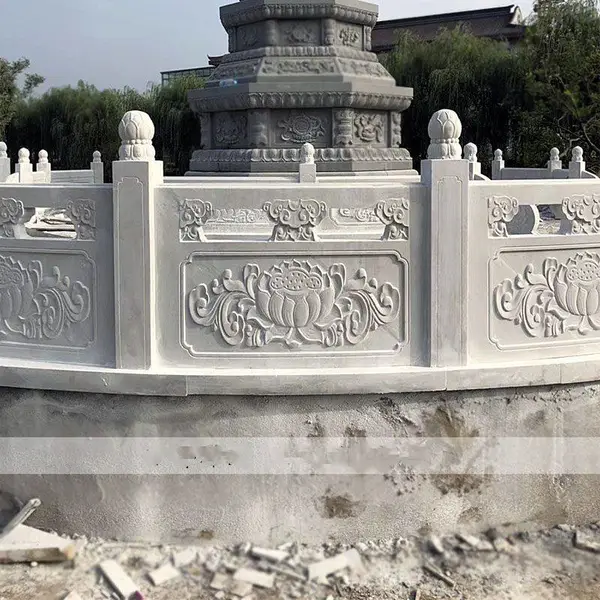 石雕栏板天然汉白玉别墅桥梁护栏阳台柱升旗台围栏栏杆浮雕定做