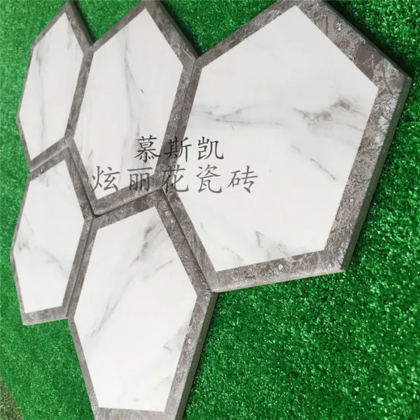 佛山慕斯凯喷墨雅士白亚光六角砖防滑拼花六角砖瓷砖 客厅餐厅内墙砖喷墨