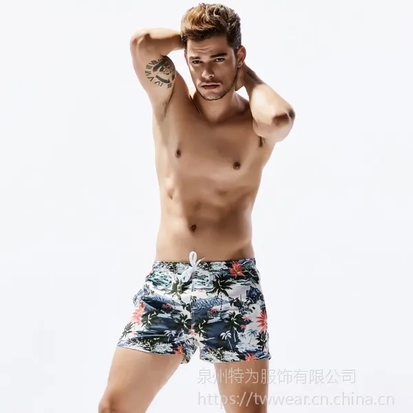 男士沙滩裤夏季椰树时尚印花休闲海滩裤 速干运动情侣短裤男厂家批发