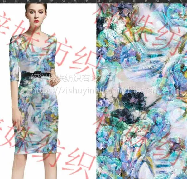 色丁布数码印花 柯桥色丁布印花厂 ***质量 高效服务