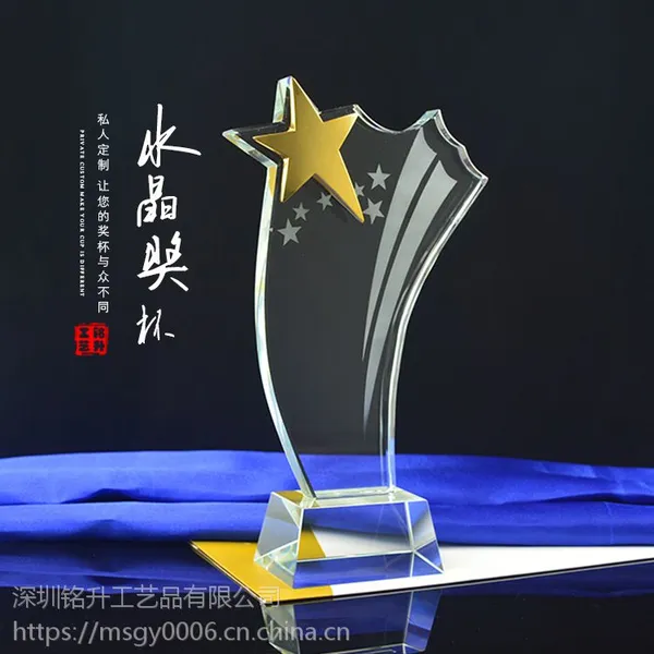 表演学院优秀学生奖品颁发 未来之星奖 五星奖杯 九江水晶奖杯定制