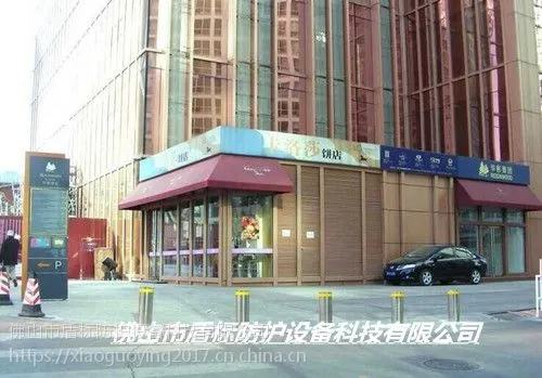 盾标防护恐防撞升降柱,公园大门半自动升降柱,手动挡车桩,马路隔离路障