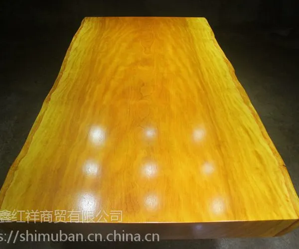 巴花奥坎鸡翅木黄花梨实木大板办公老板桌 原木茶台餐桌 红木家具 批发定做 皇家木业1788