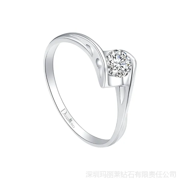 dmallovo玛丽莱钻石婚戒定制系列心心相恋 白18K金 女戒