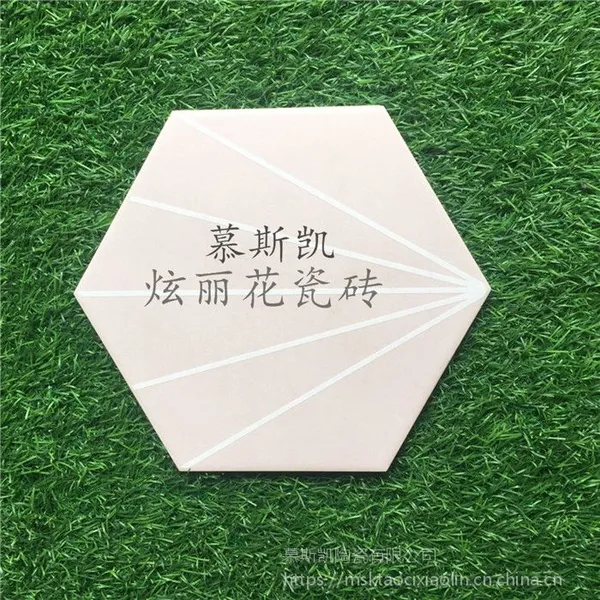 佛山慕斯凯欧式现代浅粉色射线六角砖喷墨200x230六角砖客厅餐厅厨卫地砖墙砖