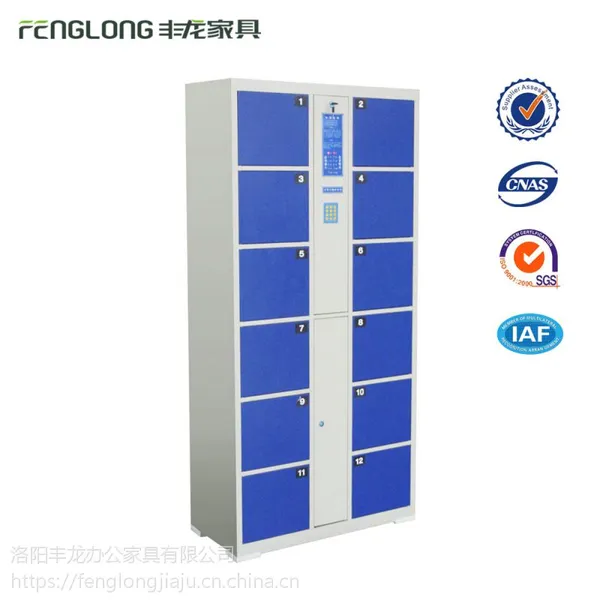 丰龙钢制厂家直销12门电子存包柜超市条码式存包柜储物柜指纹刷卡投币柜