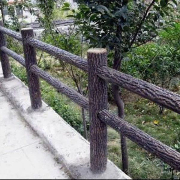 辽宁沈阳水泥仿木纹栏杆 混凝土仿树皮护栏