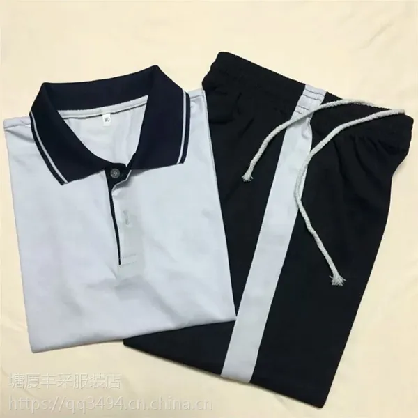 供应东莞塘厦丰采制衣厂家直销新款白色拼接校服班服来图加工定制