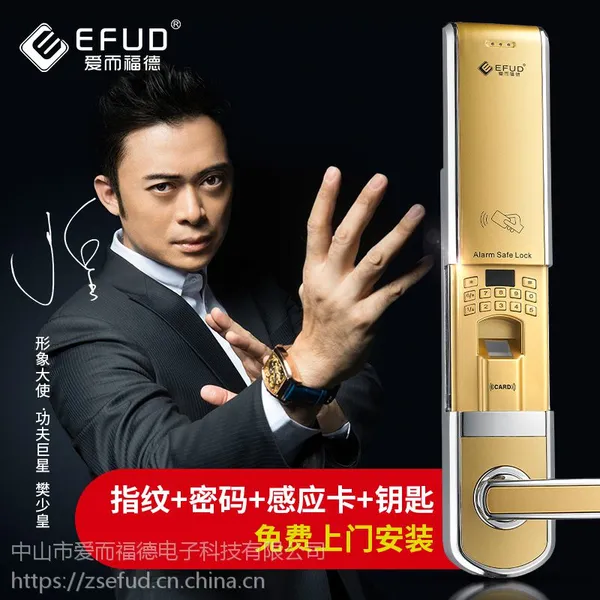 EFUD 防盗门专用电子锁 群升防盗门智能锁, 指纹锁工厂直营