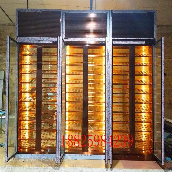 臻晶美欧式不锈钢酒柜定制 新款家装恒温酒柜案例 玫瑰金