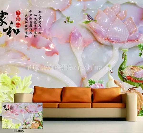 热销玉雕壁画《大型壁画电视背景墙/个性壁画定制》翡翠玉石图案订做