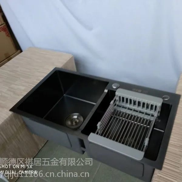顺德祺居五金公司直供祺祥居不锈钢黑金刚纳米手工盆厨房手工水槽7843