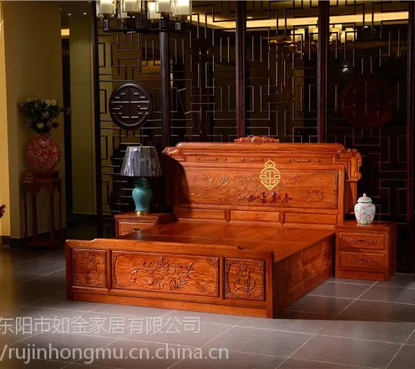 如金红木大床价格-古典中式红木大床