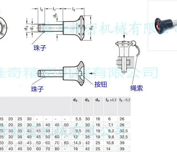 球锁销 钢珠拉拔快速插销 7孔头按钮操作 德标 外径16-30夹持长 维奇精密机械有限公司供应