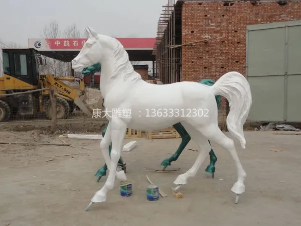玻璃钢白马雕塑玻璃钢动物雕塑康大白马雕塑