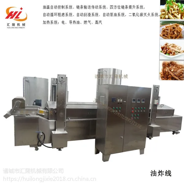 HLYZ-8000全自动连续式猪皮油炸线 鱼肉油炸流水线