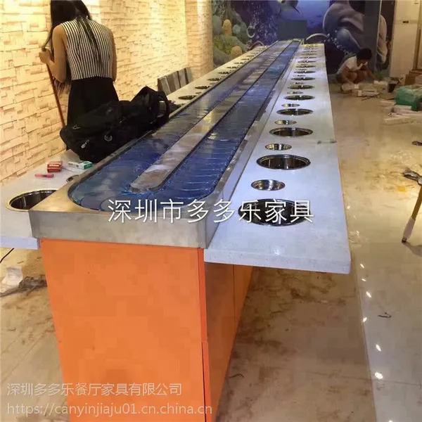 自助餐厅电磁炉火锅桌 旋转输送带 中式小火锅设备 多多乐家具