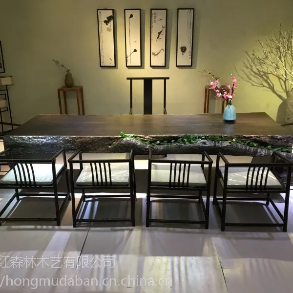 福州黑檀大板新中式家具配件价格批发住宅办公桌家具定制巴花奥坎胡桃木