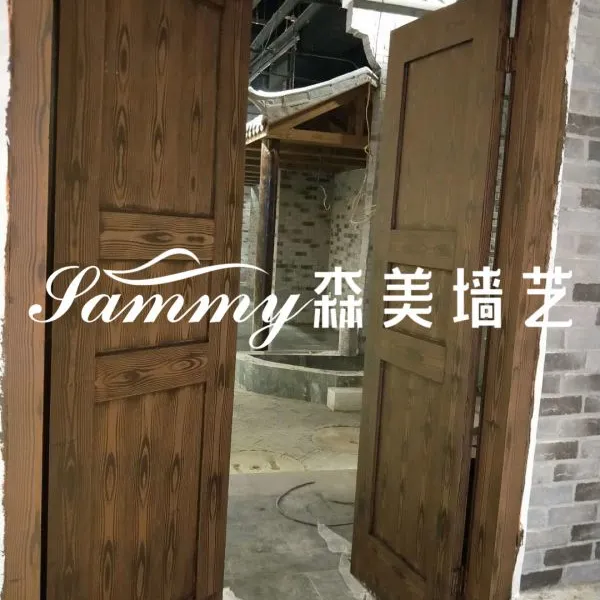 景区提示栏木纹漆施工,小区车库入口木纹漆,防腐防水,,颜色齐全