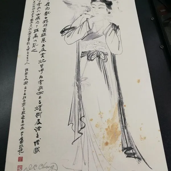 ***之路推荐张大千亲笔签名***版画