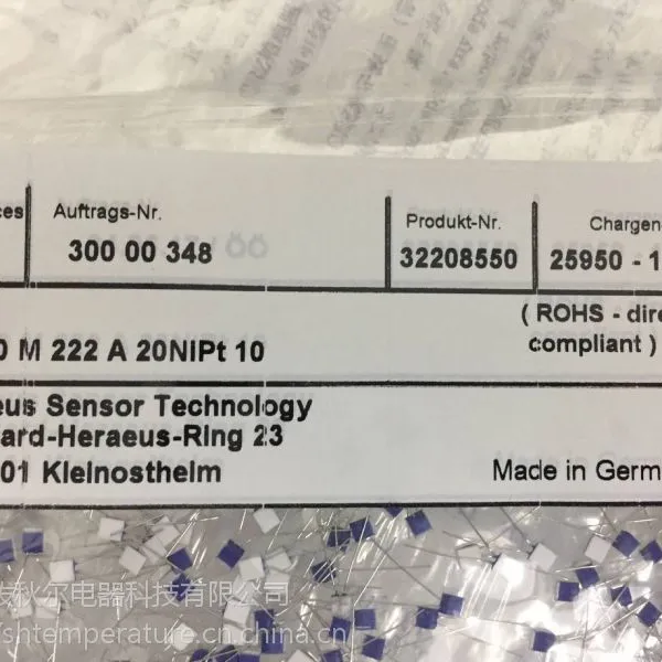 德国Heraeus PT100 M222A薄膜铂电阻 贺利氏铂热电阻
