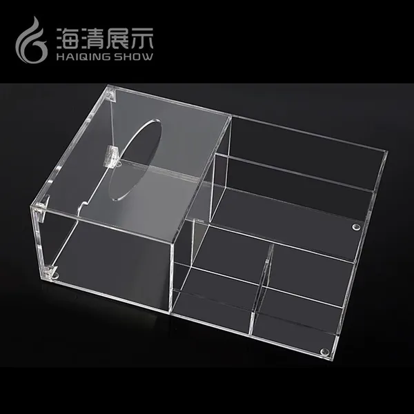 亚克力手工透明纸巾盒 多功能化妆品收纳盒 大学生宿舍桌面置物架 有机玻璃陈列架