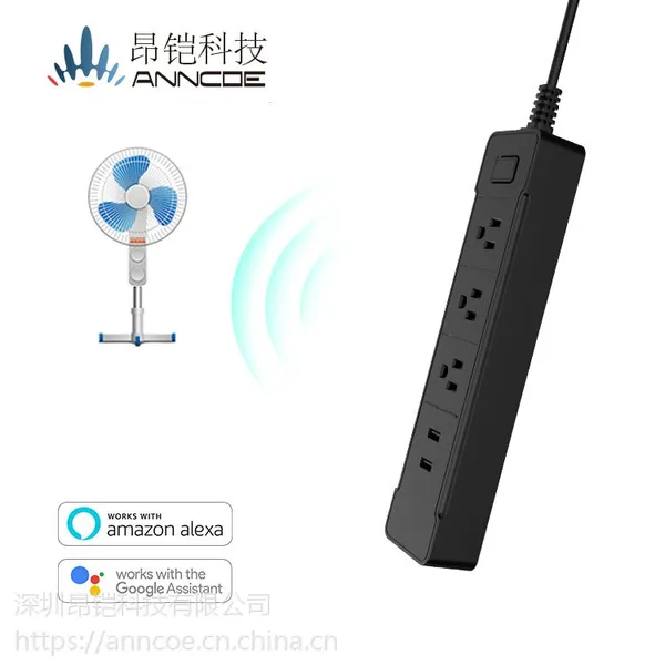 3 AC电涌保护器电源插座带双USB端口的智能电源插座