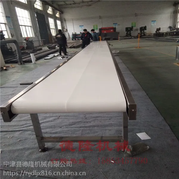 食品包装输送流水线自动化输送设备不锈钢运输机传送机水平白色PVC传送带德隆非标定制