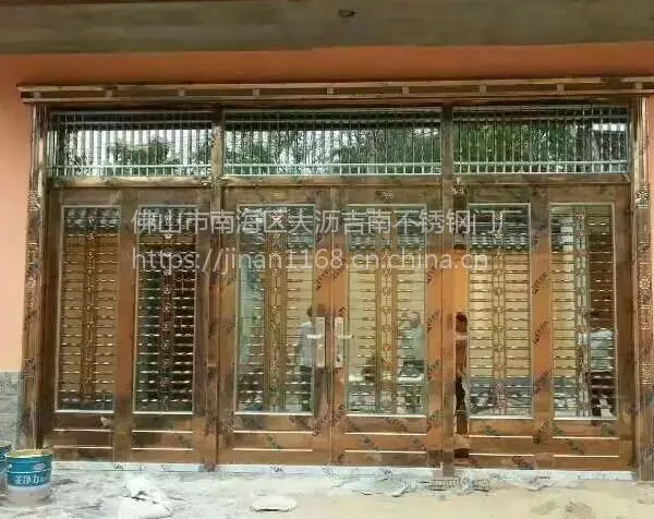 佛山吉南不锈钢门厂生产304不锈钢镀铜豪华门