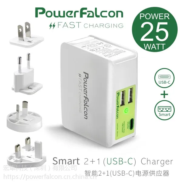 Powerfalcon 多口(USBC USBA) 多国可换头旅行快速充电头