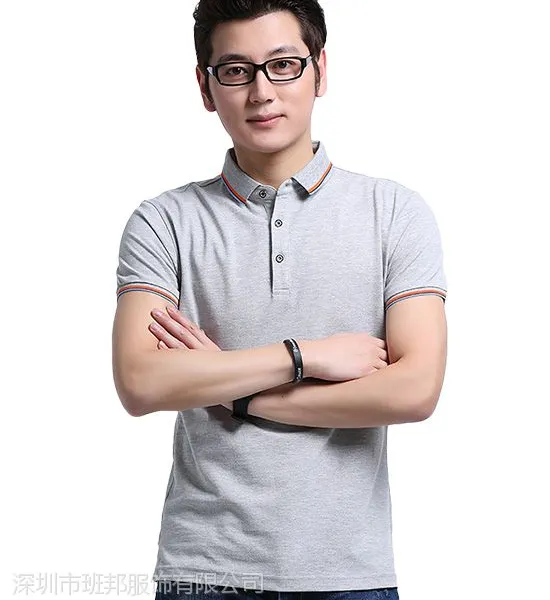 青年翻领polo衫文化T恤衫定制纯棉白色M码广告活动衫工作服定做厂家男女士班邦