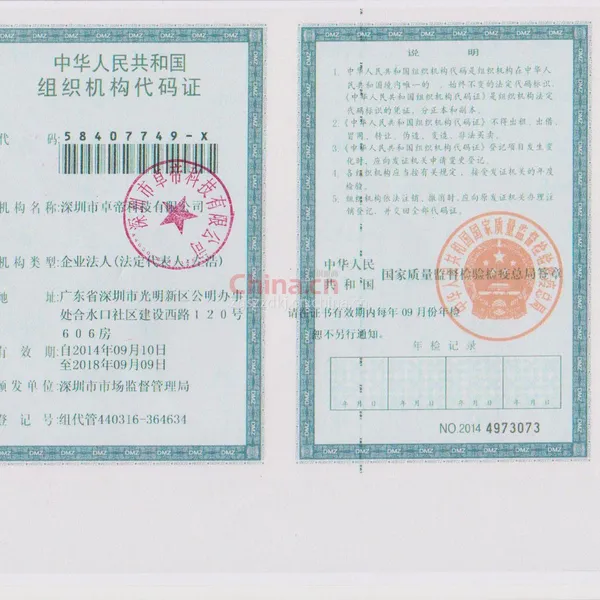 组织机构代码证影印件